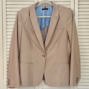 Tommy Hilfiger Women's Blazer Coat Beige with Elbow Patches Size 16